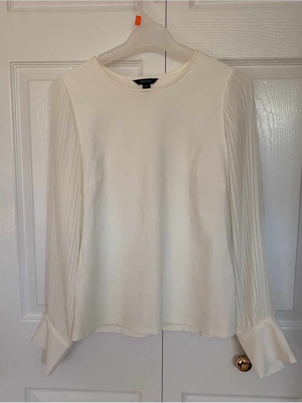 RW&CO Mixed Media Pleated Long Sleeve Top